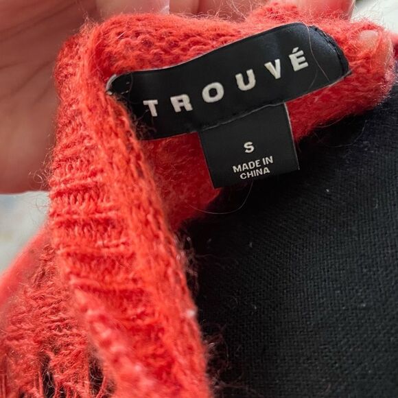 Trouvé Orange oversized linen mohair blend eyelet sweater size small - Picture 3 of 6